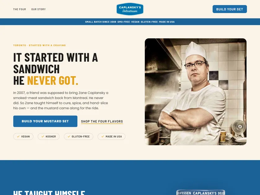 Caplansky's founder-story landing page